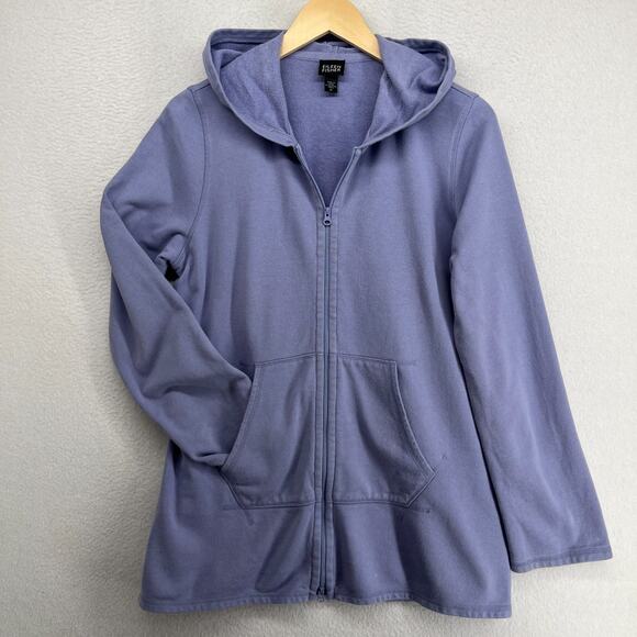Eileen Fisher Jackets & Blazers - EILEEN FISHER Jacket M Organic Cotton Jersey Full Zip Hoodie Pockets Purple